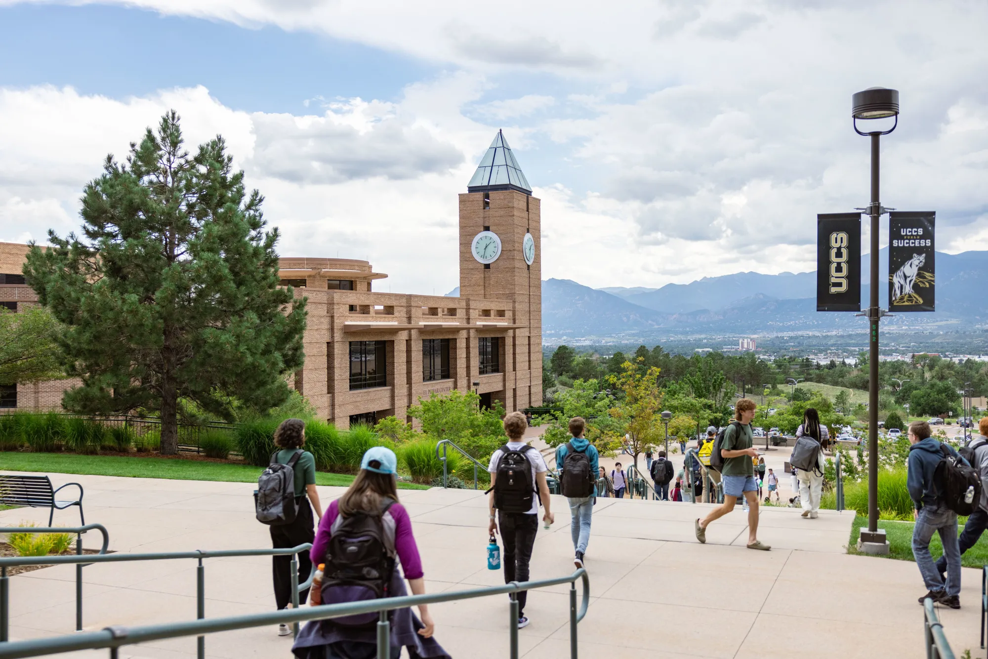 students walking on campus